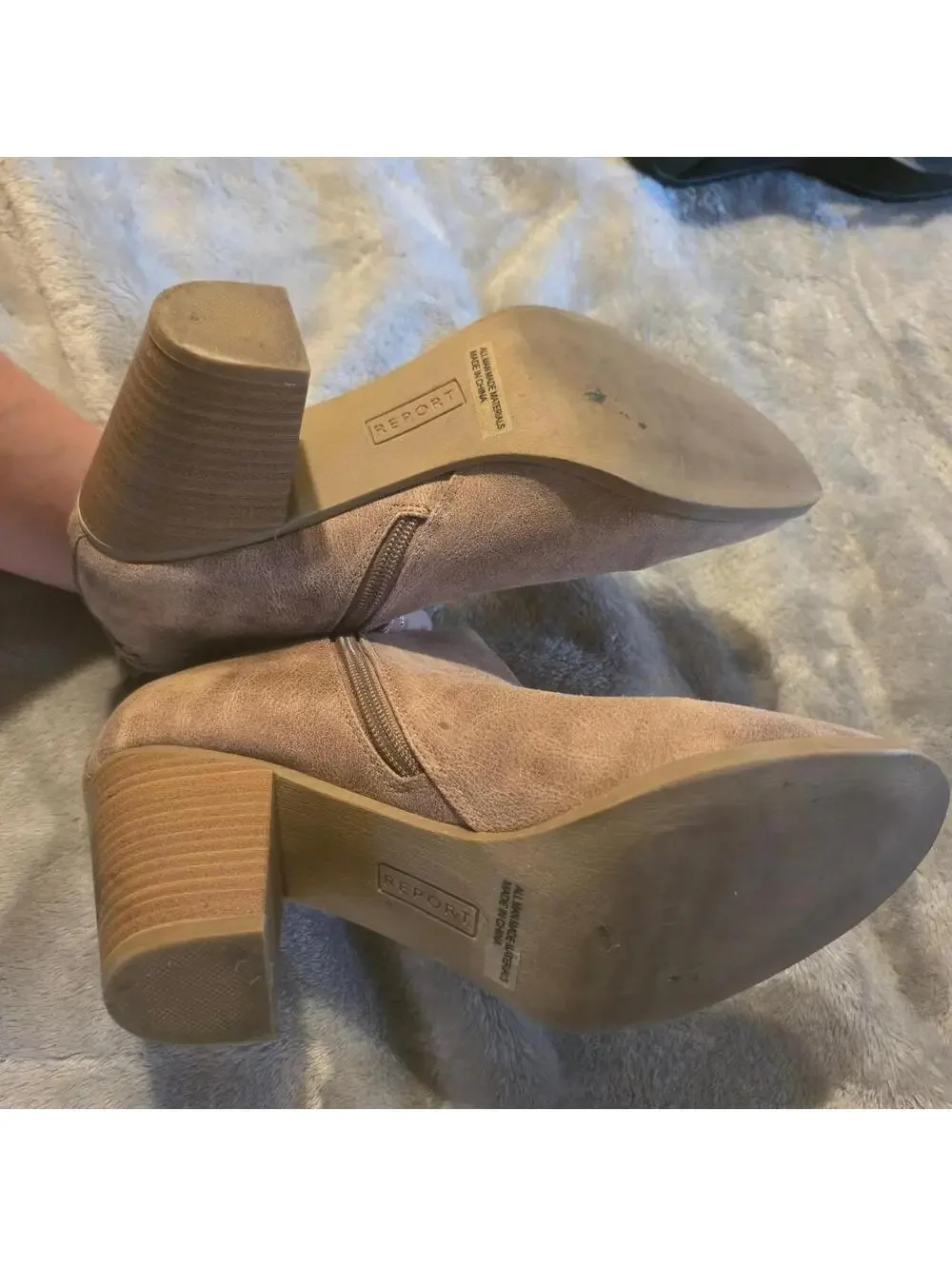 report Tan suede ankle boots with a 3.5 inch heel size 10 #boots #suede